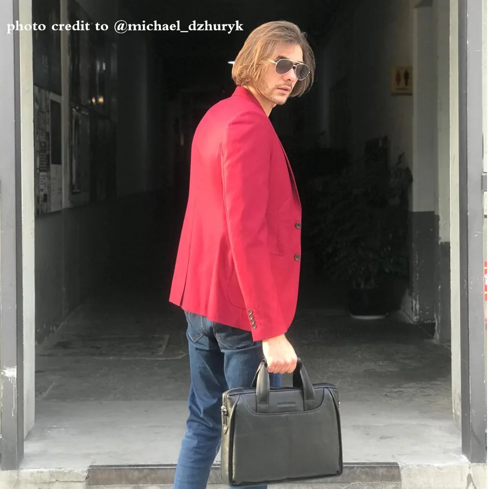 Bison Denim Cowskin Genuine Leather Men's Briefcase Large Capacity Laptop Soft Messenger Bag 14 inch laptop Bag Handbag