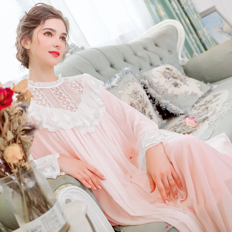 Женская кружевная пижама с длинным рукавом свободного размера | одежда