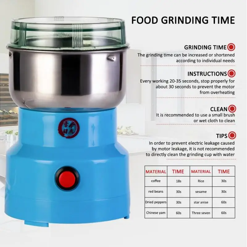 Coffee Grinder Powerful Electric Smash Machine Multifunctional Hebals Cereals Dry Food Mill Grinding | Дом и сад