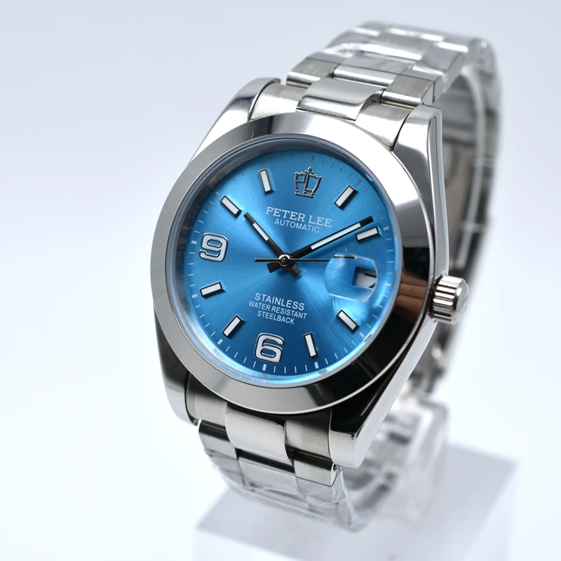 PETER LEE top brand luxury day date 36mm mens mechanical watches dropshipping digital stainless steel men automatic wrist watch | Наручные