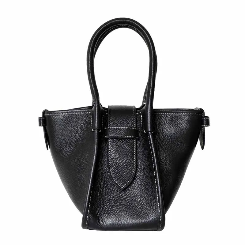 

cow leather small women tote bag genuine leather wrist bag fashion wing hasp trapeze bag