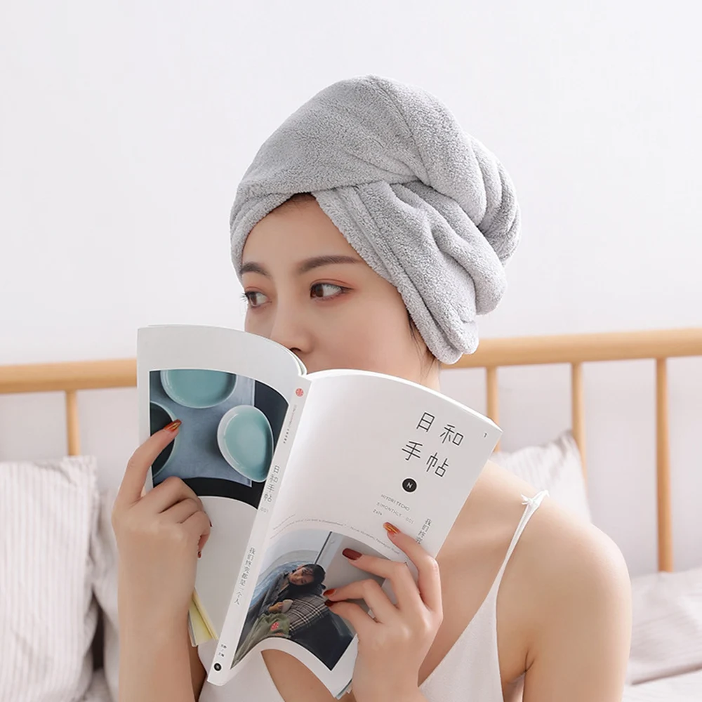 

Быстросохнущее полотенце для сушки волос, женская шапочка для душа, двойное толстое Впитывающее банное полотенце