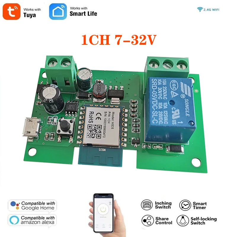 

Wi-Fi релейный выключатель Tuya, умный светильник еля света для автоматизации умного дома, автоматизация «сделай сам», выключатель, 1 канал, пост...