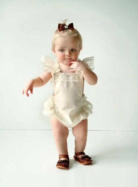 

2020 Fashion Newborn Kids Baby Girls Lace Ruffle Romper Jumpsuit Sunsuit Clothes Summer sleeveless kids clothes wholesale