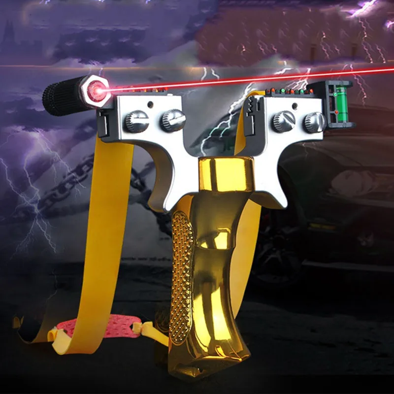 

Рогатка большой мощности с лазером, профессиональная Рогатка из плоской кожи с резиновым, высокоточным луком для охоты