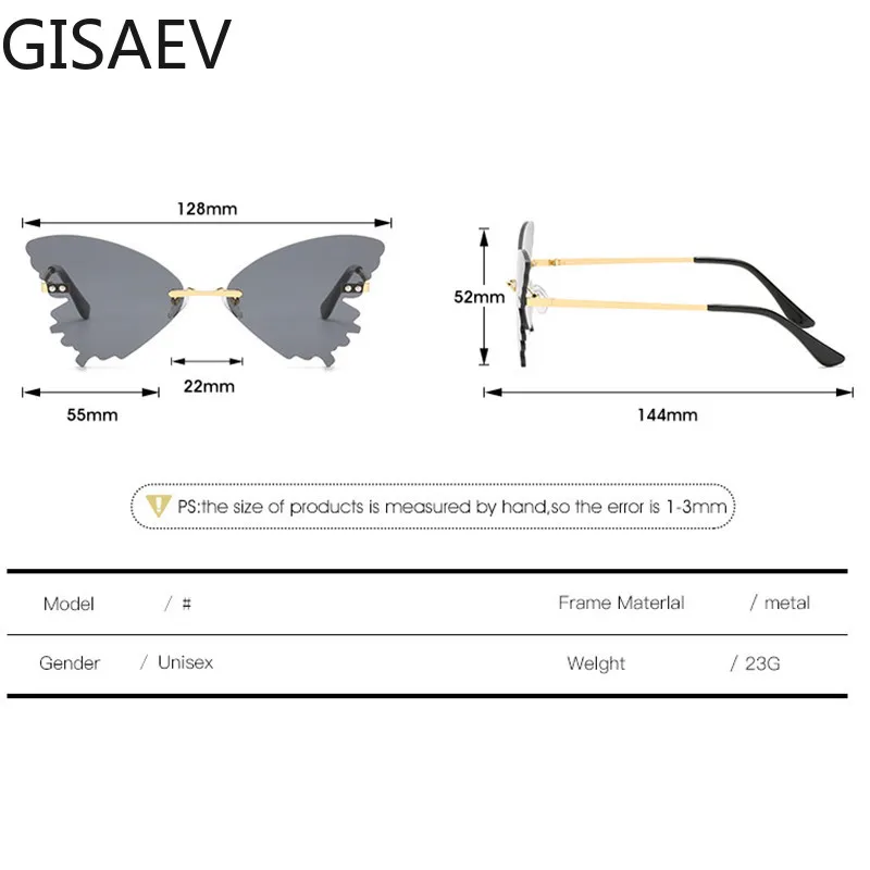 

Driving Glasses Women Frameless Butterfly Shaped Sunglasses Butterfly Wings Small Frame Fashion Glasses Adorn Sunglasses