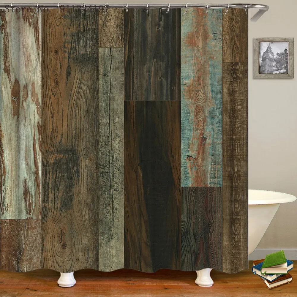 

Декоративная занавеска для душа с деревянной дверью, 12 крючков