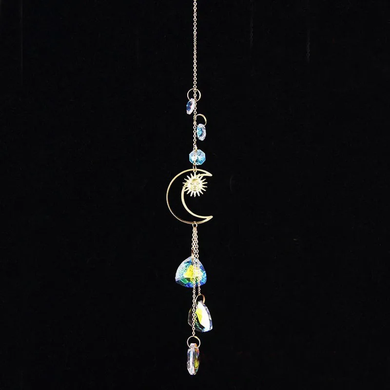 

1PCS Moon Suncatcher Ornament Wind Chimes Crystal Prisms Hanging Rainbow Maker Window Curtains Pendant Home Decor Gift