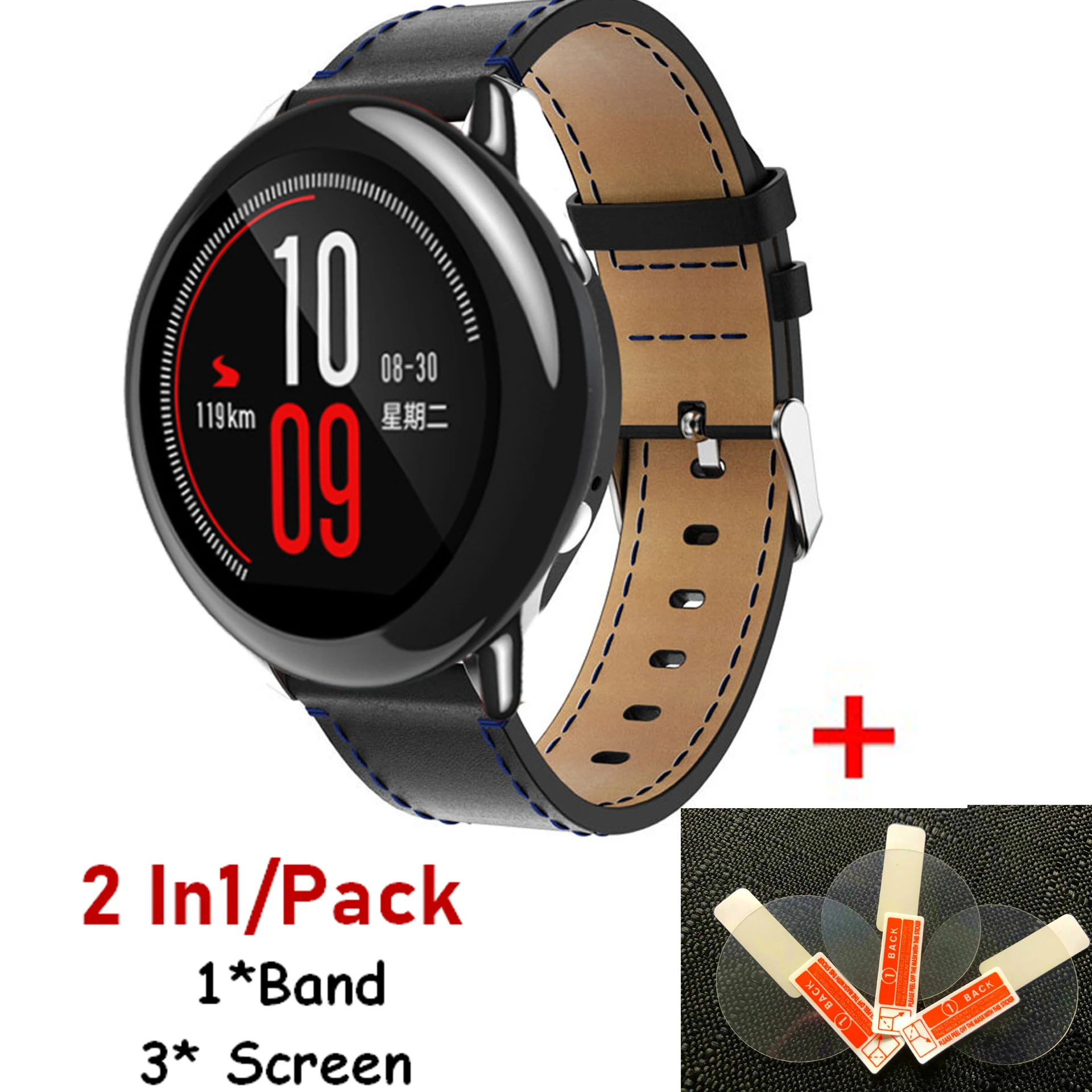 Ремешок кожаный для Huami Amazfit pace/2/2s/3 Stratos браслет смарт-часов 22 мм GTR2e/GTR2