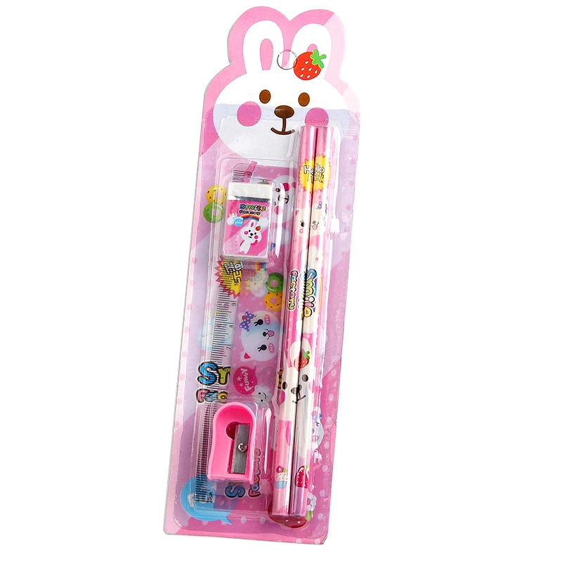 5 Pcs/Set Ruler Pencil Creative Fashion Eraser Cartoon Cute Office School Supplies Erasers pencil sharpener Stationery | Канцтовары для