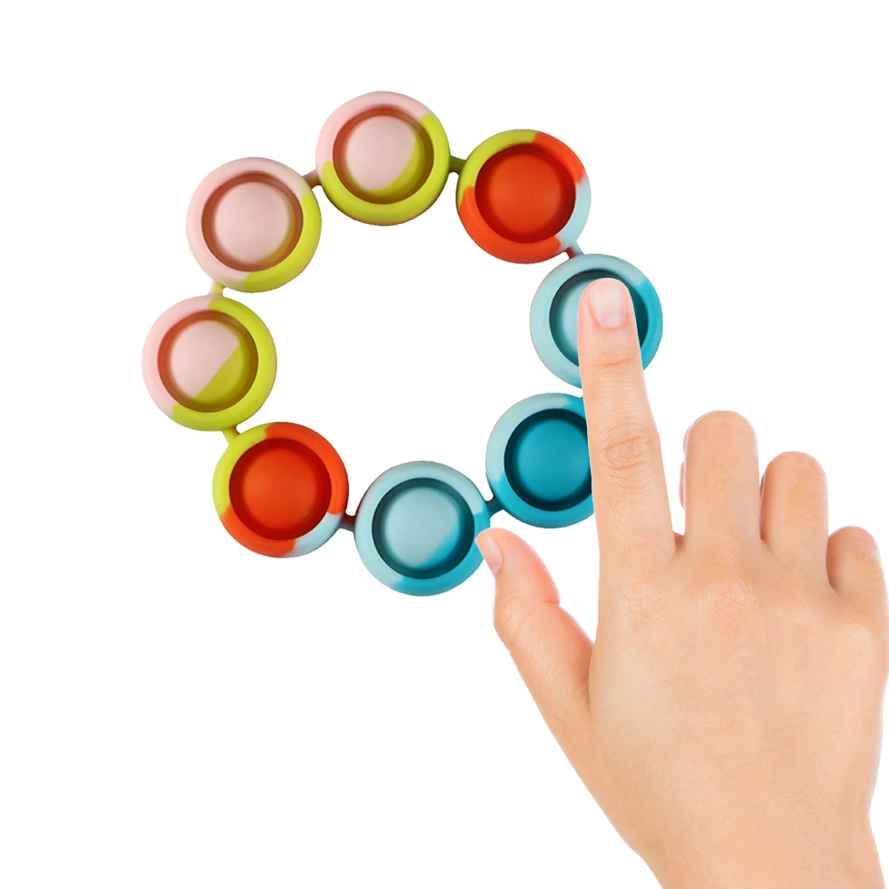 Arco&iacute;ris Tie Dye-juguete sensorial de descompresi&oacute;n para aliviar el autismo, juguete educativo, pulsera port&aacute;til-4