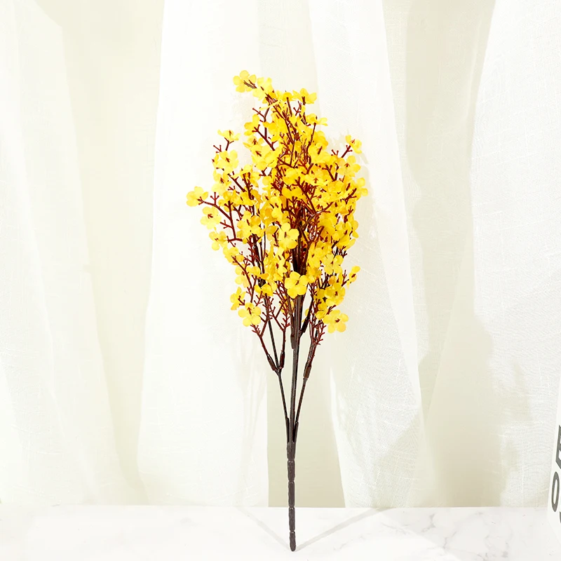 

Pink Silk Artificial Flowers Plum Cherry Blossoms Bouquet DIY Wedding Home Arrangement Decor Wreath Babies Breath Fake Flowers