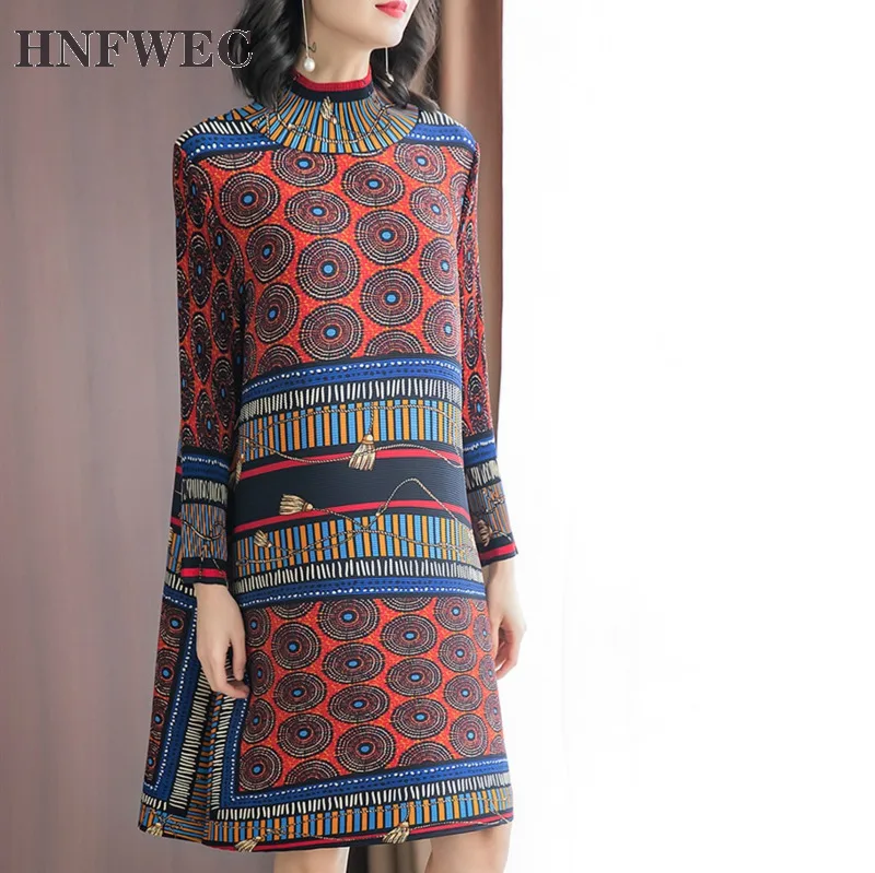 Женское платье водолазка в стиле ретро свободное Повседневное с разноцветным