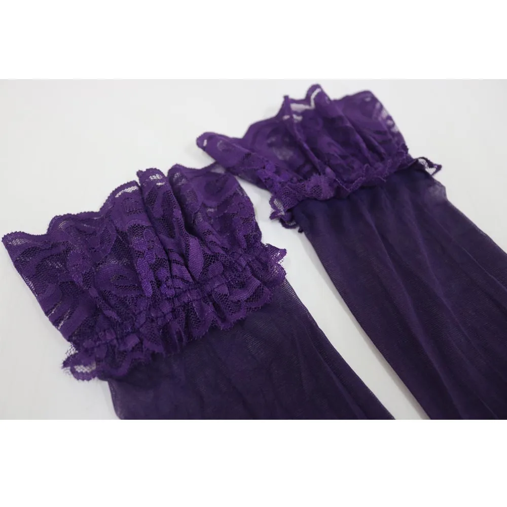 Женские сексуальные чулки с кружевной отделкой белые черные розовые красные