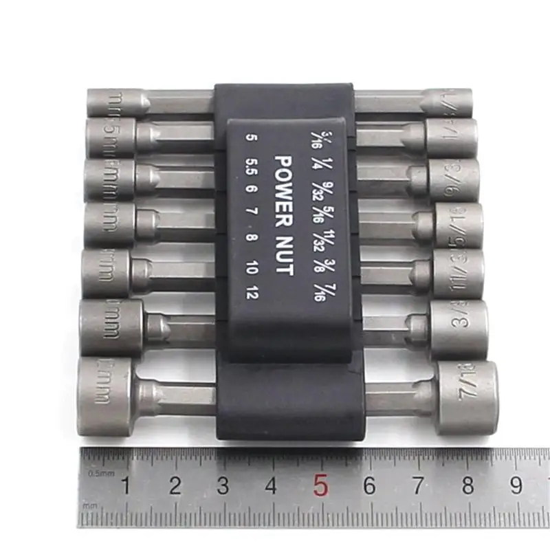 

14pcs Strong Sleeve Bit Set Hexagonal Power Socket Wrench Drill Rod Adapter Socket Wrench for Power Tool Mat Handle Screw Sleeve