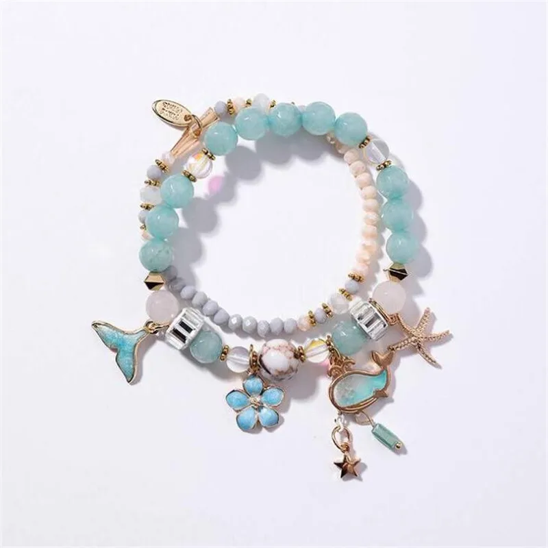 2 шт./компл. большое отверстие океан Шарм бисер кристаллы браслет любовник DIY