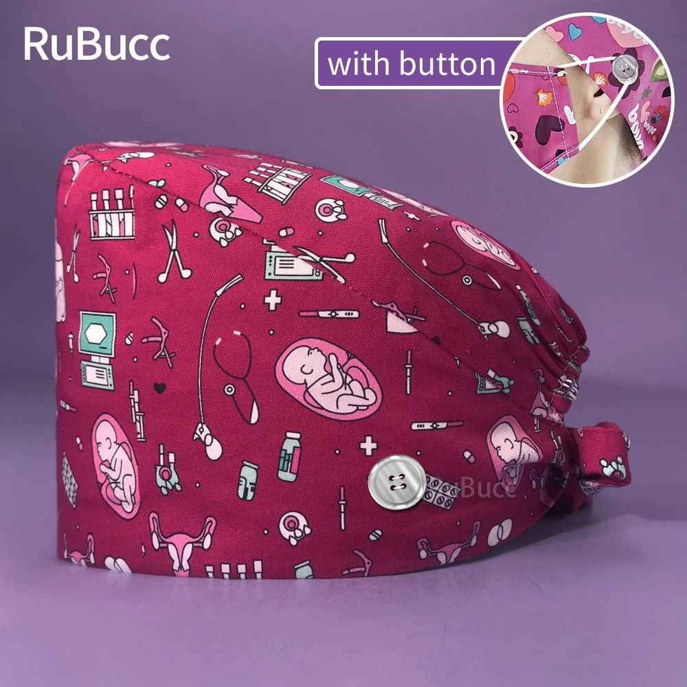 

Lab Scrubs Hat Dental Hospital Scrub Cap Women's Cotton Scrubs Cap West-absorbent Elastic Section Pet Grooming Nursing Work Hats