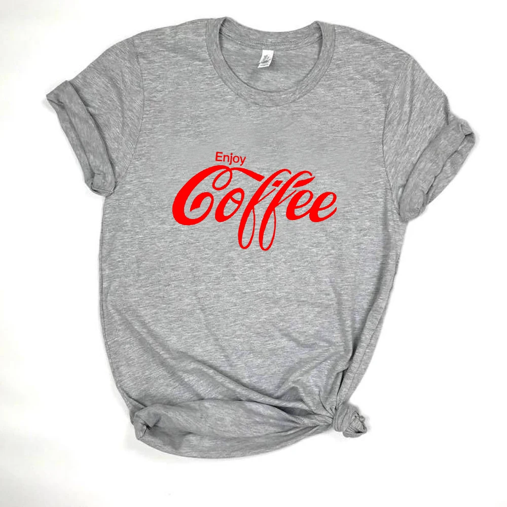 Футболка женская хлопковая с надписью Enjoy Coffee|Футболки| |