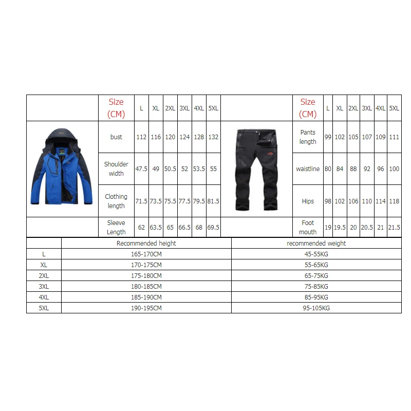 Лыжный костюм для мужчин ветрозащитные водонепроницаемые теплые плотные
