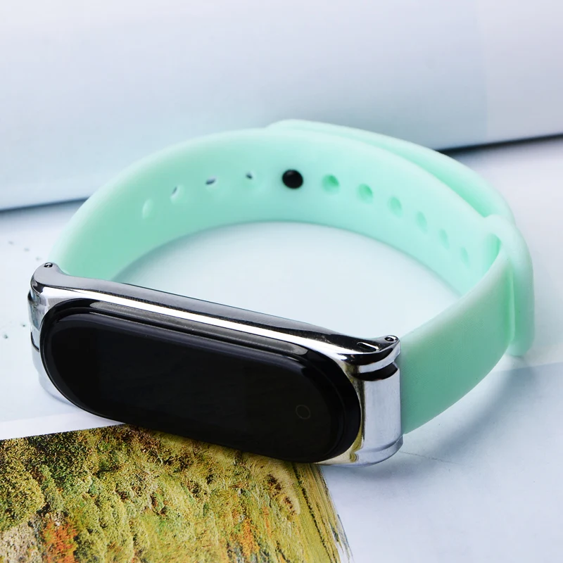 Красочное углеродное волокно mi Band 4 ремешок для mi Band 4 Xiao mi Band 4 с металлической основой спортивный браслет для mi Band 3 замена