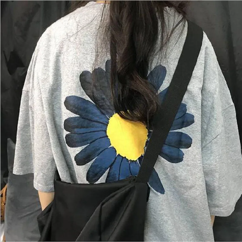 

Flower Print T shirt Women Spring Summer Short Sleeve Round Neck Cotton Spandex T-shirt Women Casual Loose Tshirt Women