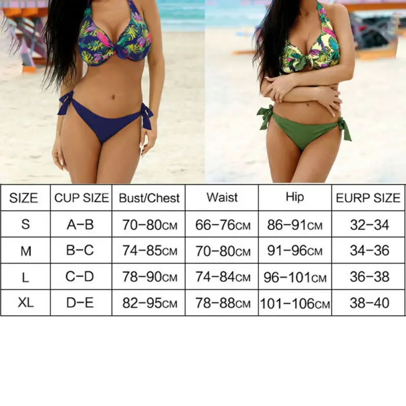 Женский купальник пуш ап с цветочным принтом бюстгальтер подкладкой комплект бикини бандаж пляжная одежда