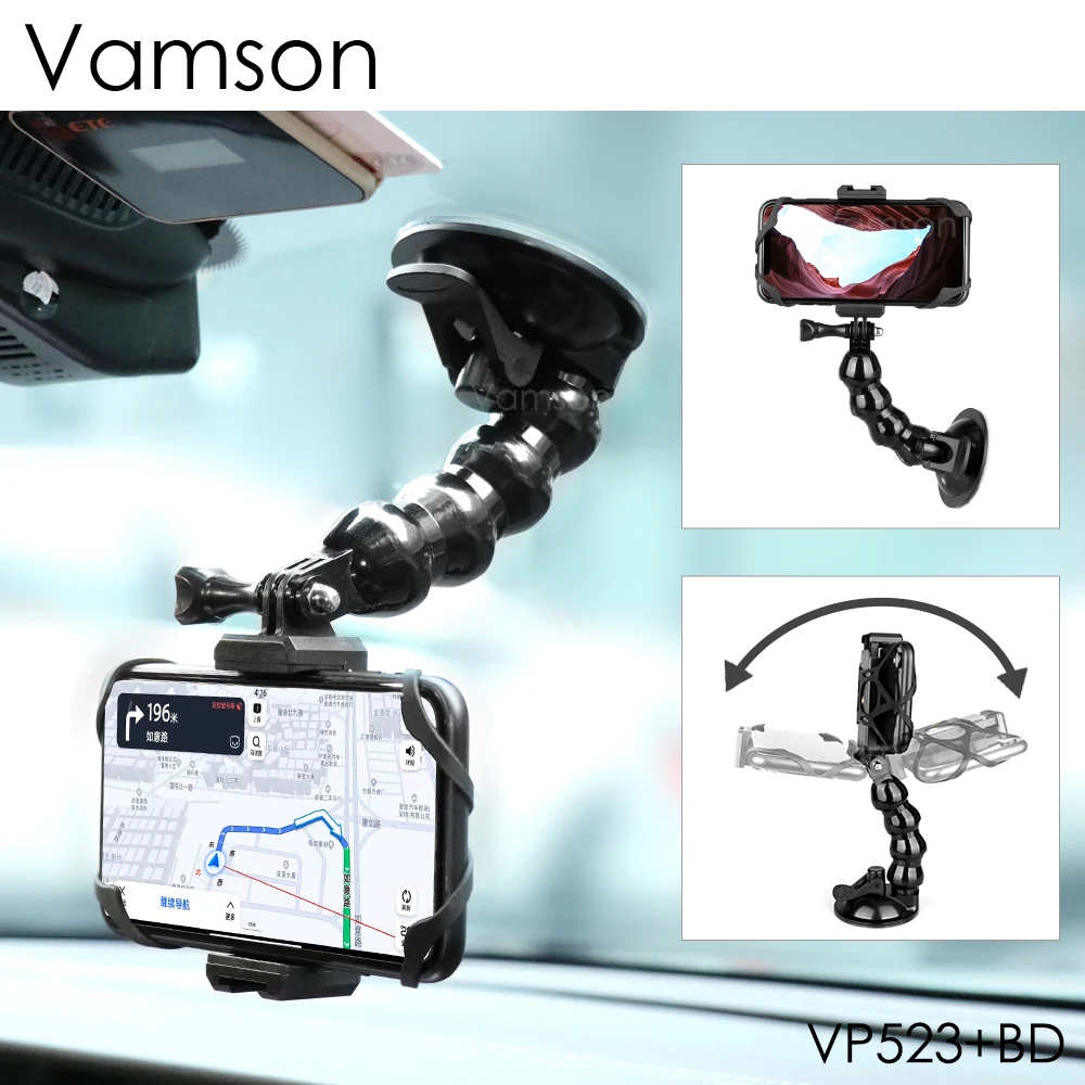 

Автомобильный держатель на присоске Vamson для iPhone, Xiaomi, Samsung