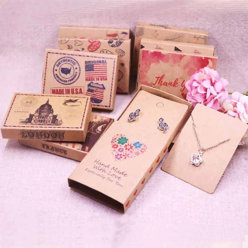 

1PC Earring Box Storage Box Paper Jewelry Gift Box Handmade DIY Necklace Pendant Box Love Wedding Box