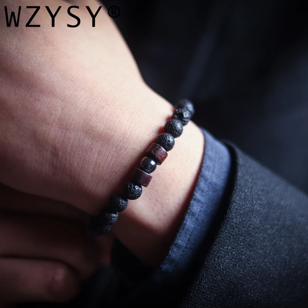 Мужские натуральный гематит черный 8 мм вулканический рок деревянные бусины