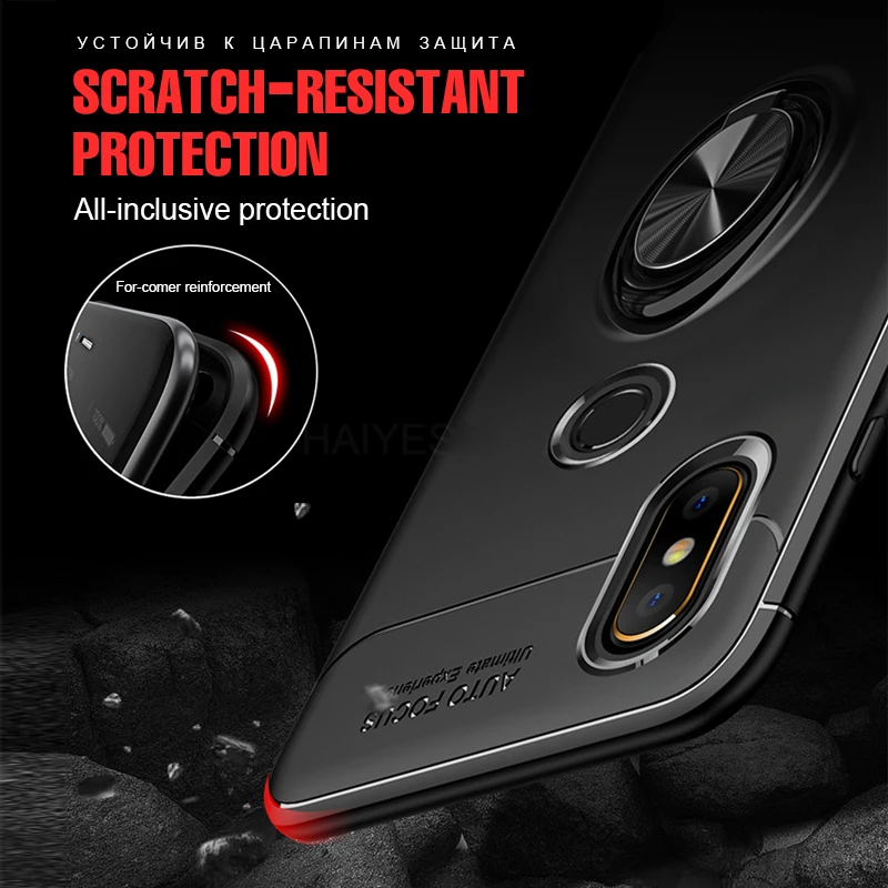 Redmi 7A Magnetic Ring Case For Xiaomi Note 7 Car Holder TPU Silicone Cover Shockproof Protective Cases |