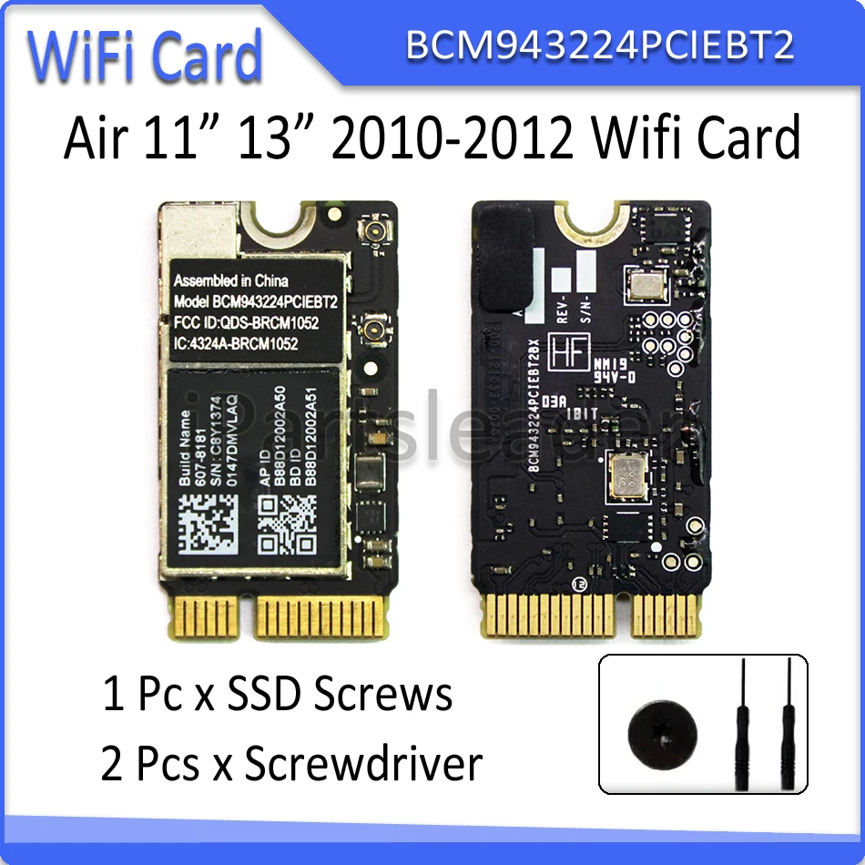 Сетевая карта BCM943224PCIEBT2 300 Мбит/с 802.11n WiFi Bluetooth 4 0 для Macbook Air A1370 A1369 A1465 A1466 2010-2012 года |
