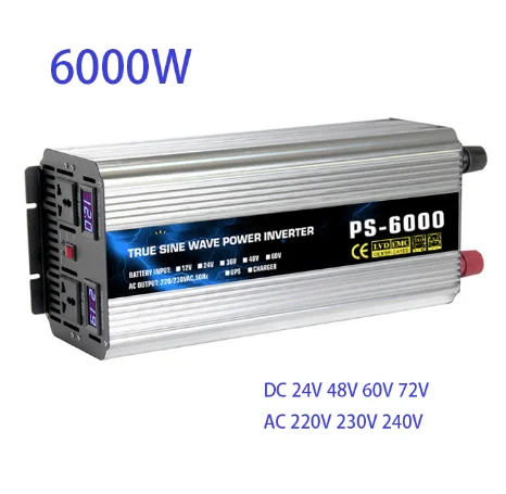 Инвертор синусоидальной волны 6000 Вт DC12/24/48/60/72 в до AC220/230/240 50HZ60HZ решетки инвертор с