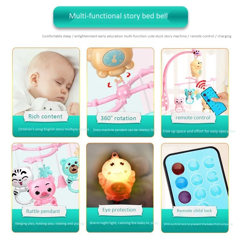 

Baby Crib Rattles Music Educational Toys Bed Bell Carousel for Cots Projection Infant Baby Toy 0-12 Months for Newborns
