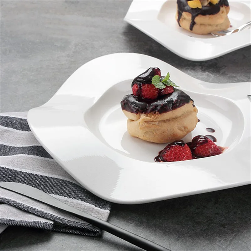 

French Dessert Plate Exquisite Placing Plate Molecular Cuisine Steak Dish Snack Shaped Ceramic Creative Dessert Plate Dinner