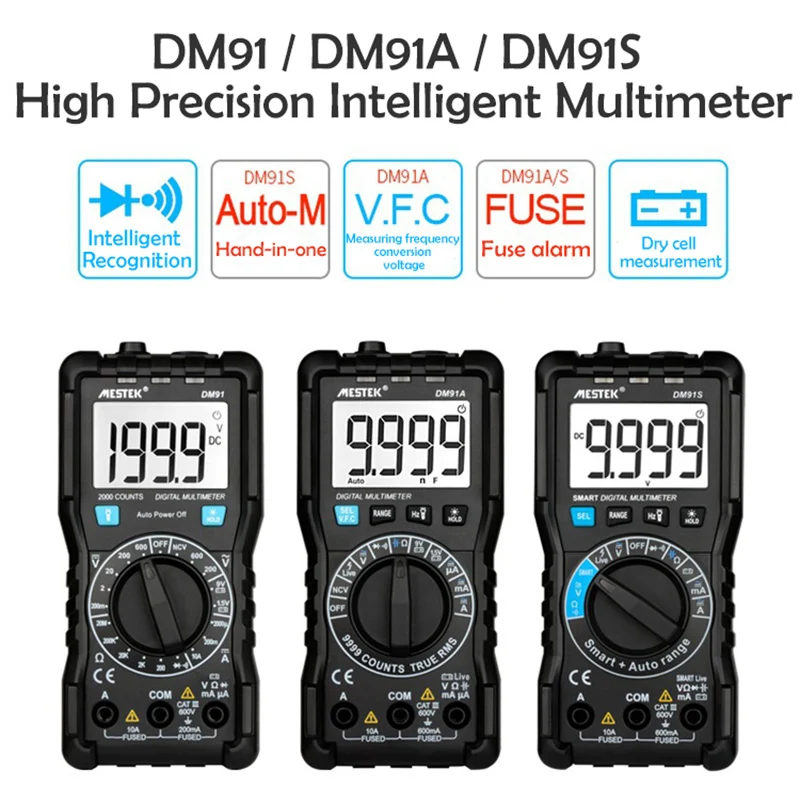 DM91 Digital Multimeter 6000 counts Auto Ranging AC/DC Voltage Meter Back light Large Screen multimeter Multitester | Инструменты