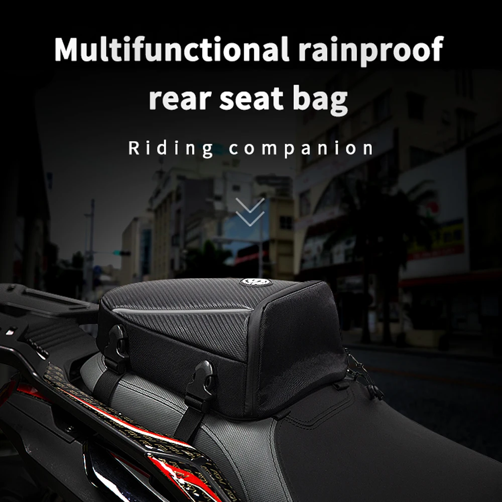 Black Waterproof Motorcycle Rear Seat Bag Retro Chopper Scooter Tail Water Resistant Durable Motorbike Travel Back |