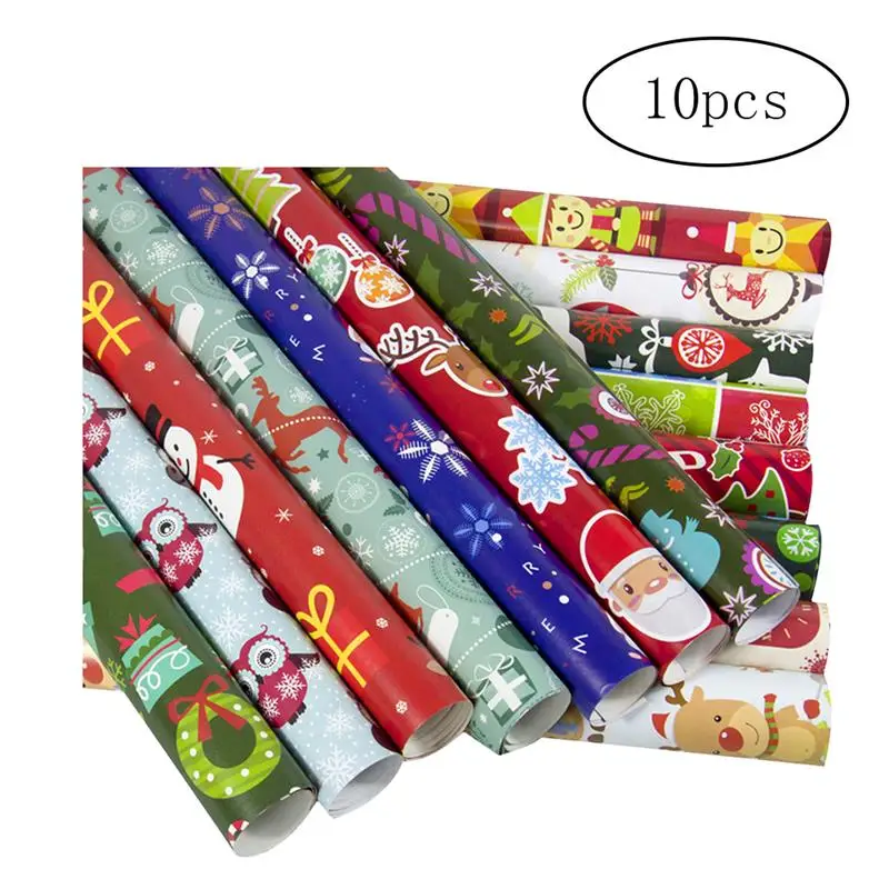 10 шт Рождественская подарочная упаковка бумажная обертка пинг бумага набор с