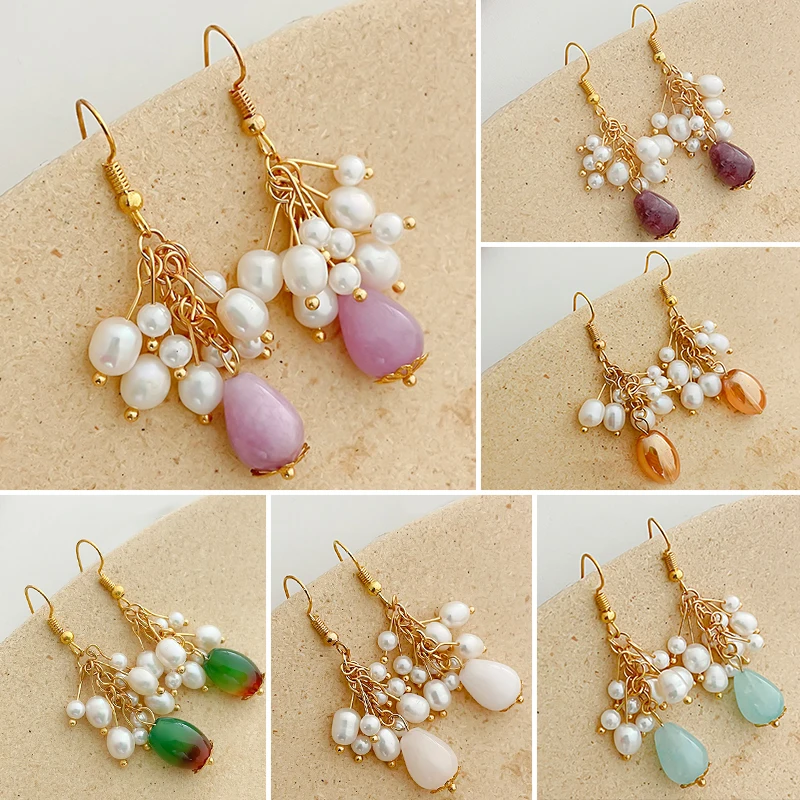 

Женские серьги из натурального пресноводного жемчуга, из нержавеющей стали