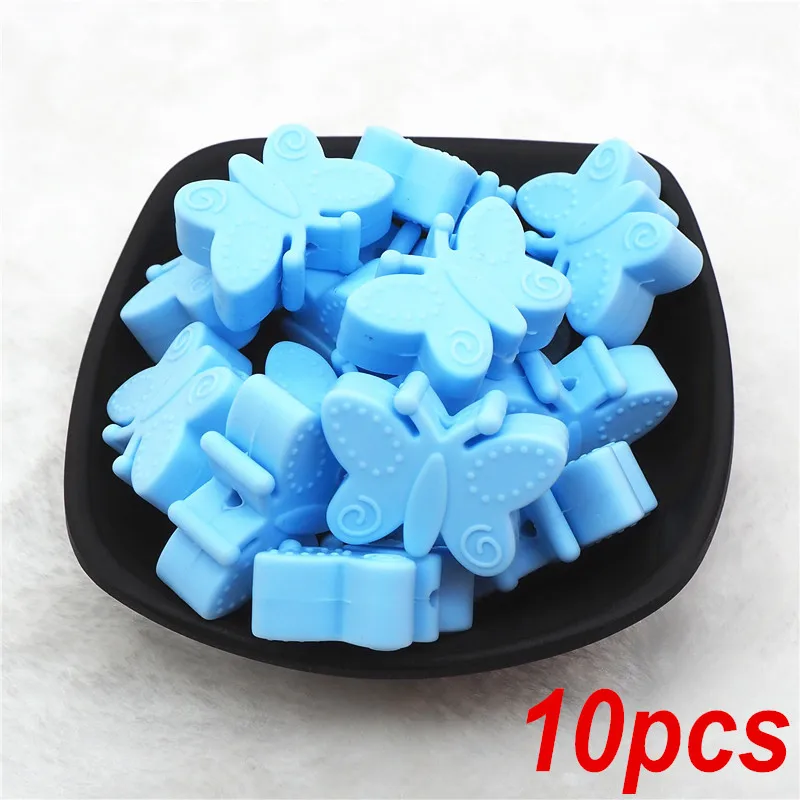 Pastel Blue Ченкэй 10 шт. силиконовый Прорезыватель зубов в виде звезды для изготовления украшений своими руками, Мама Носить Baby Shower соска пустышка для кормления ювелирных изделий прорезывания зубов игрушки Микки бусины - Цвет: Pastel Blue