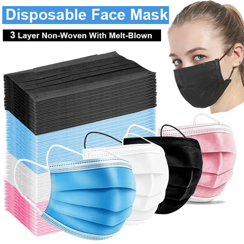 Рот маски 3 х слойные Анти пыль одноразовые Mascarillas 10/50/100 шт нетканые изготовленный