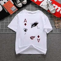women summer simple casual poker t shirt women ullzang cute aesthetic white t shirt funny printed t shirt