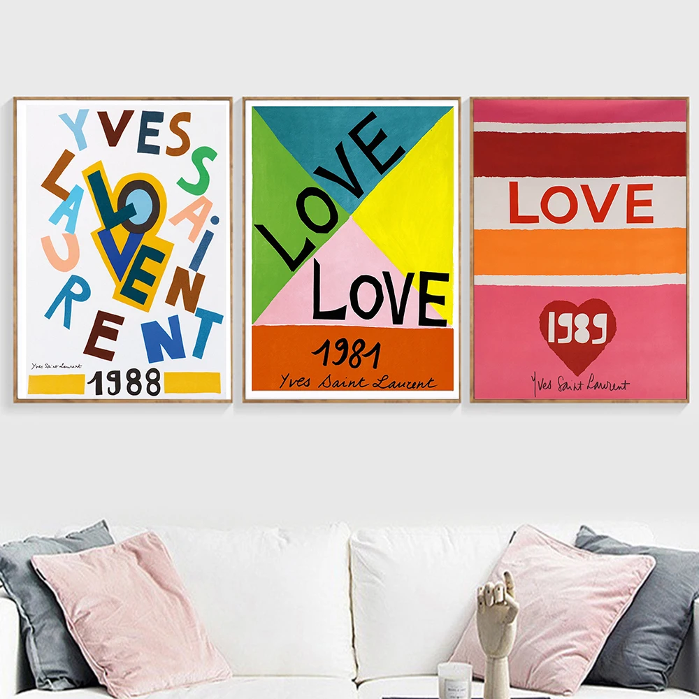 

Yves Saint Laurent Love Poster Exhibition Wall Art Nordic Style Canvas Painting Simple Love Living Room Home Decoration Picture