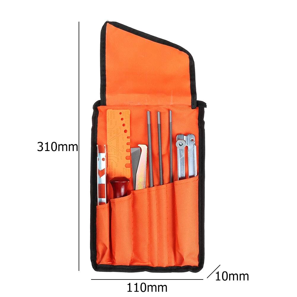 

10pcs Chainsaw Sharpening File Kit Round File Display File Depth Specification File Guide Handle Tool Bag Tools Storage Bag