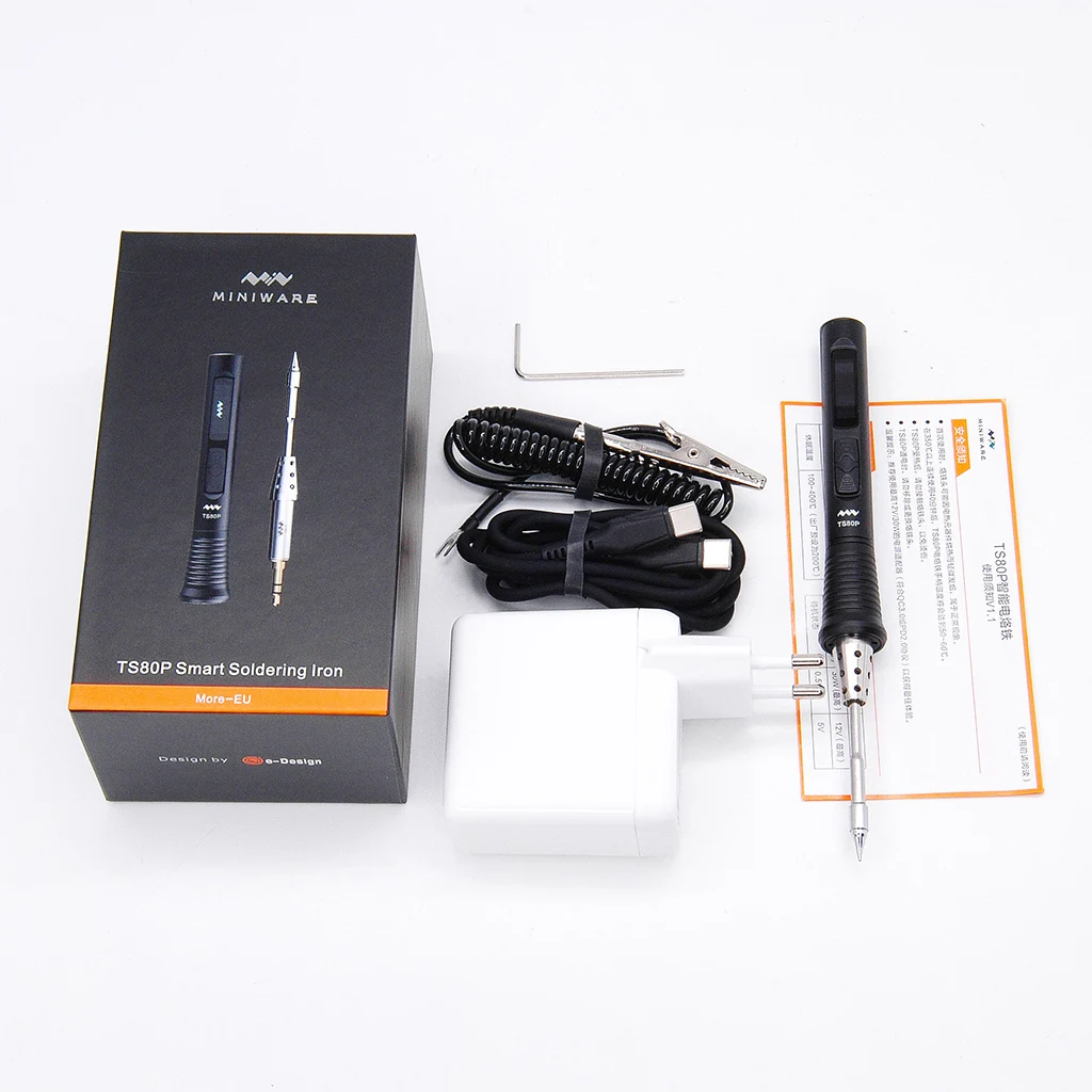 

New TS80P Soldering Iron Mini Smart Portable Digital Soldering Iron Tool Adjustable Temperature OLED Display, B02 Iron Tip
