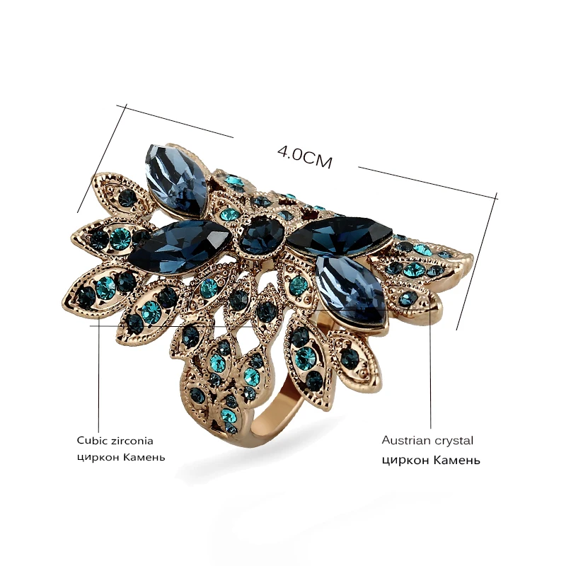 Женское Винтажное кольцо KCALOE большие длинные кольца из титана с синими