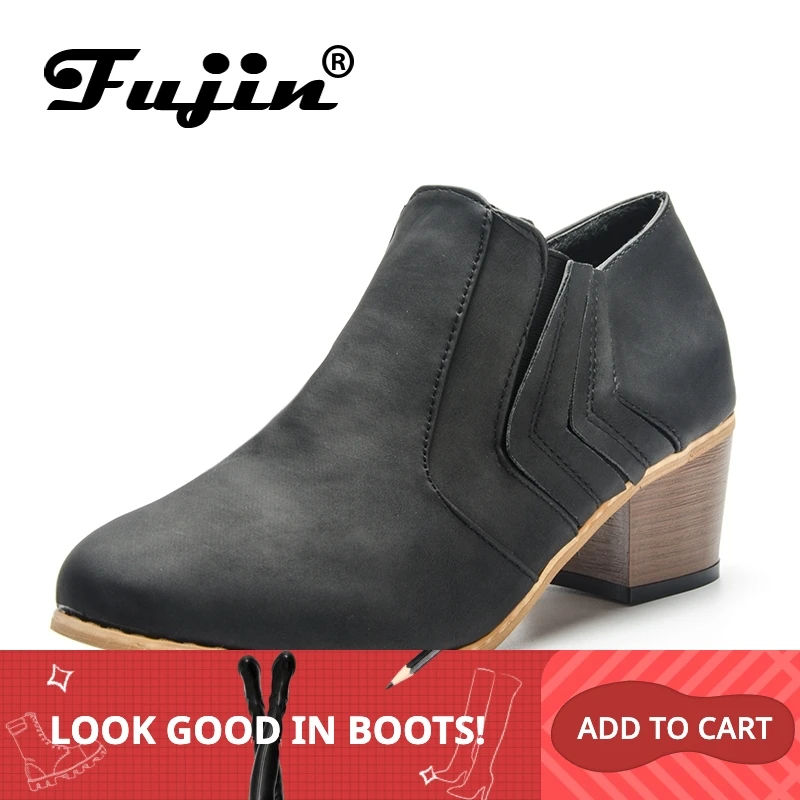 Fujin/новый стиль классический модный дизайн женские ботильоны на высоком каблуке