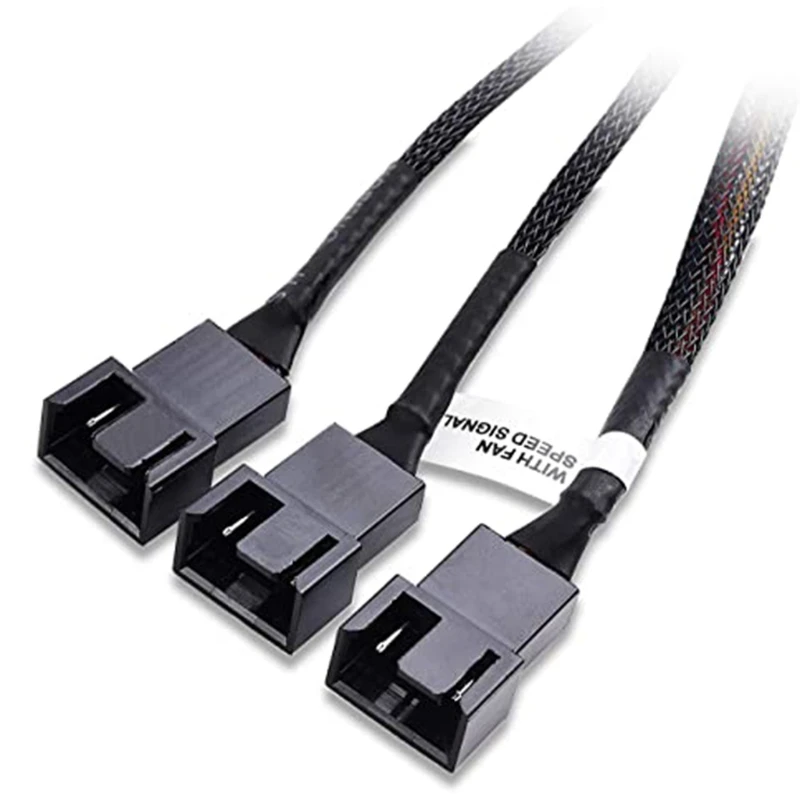 

2 Pack PWM Fan Splitter Cable 4 Pin Sleeved Braided Extension Power Cable 1 to 3 Converter for Matherboard CPU Fan 10.6"