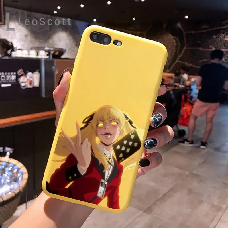 

Kakegurui Jabami Yumeko Phone Case Yellow Candy Color for iPhone 6 7 8 11 12 s mini pro X XS XR MAX Plus