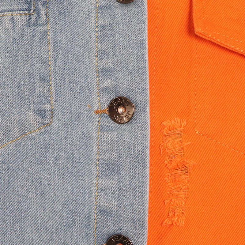 

TWOTWINSTYLE Patchwork Casual Jacket For Women Lapel Long Sleeve Hit Color Single Breasted Jackets Females 2021 Fashion Clothing