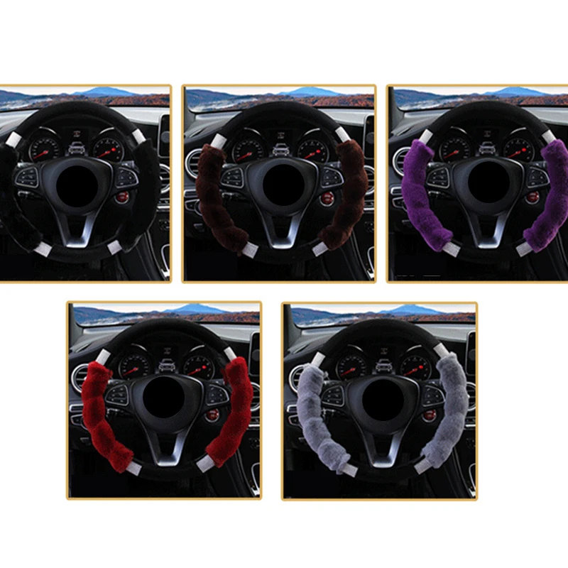 Зимний теплый чехол рулевого колеса автомобиля Rex Rabbit Hair для руля Funda Volante Coche
